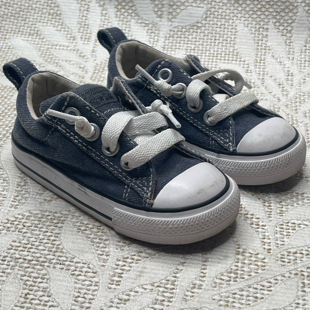 Converse All Star Slip On Blue Denim Shoes Cap Toe Sneaker Baby/Infant